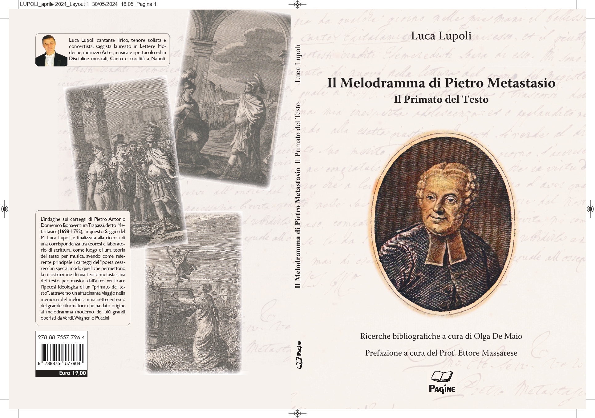 È in uscita il saggio di Luca Lupoli: “Il Melodramma di Pietro Metastasio,  il Primato del Testo”